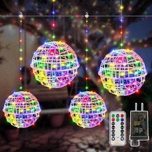 Ollny Outdoor Christmas Multicolor Ball Light 4 Packs (Clear Cable, Plug in, Connectable, 8 Modes, IP67 Waterproof) - 1 of 4