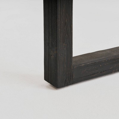 Dark Gray Acacia Wood Outdoor Dining Table with Slatted Surface