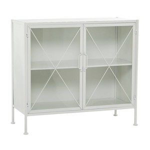 Modern Farmhouse Metal Cabinet White - Olivia & May: Chic Storage, No Assembly Required - 1 of 4
