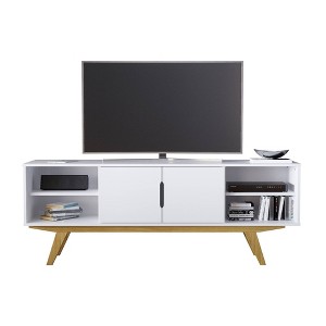 Sedona TV Stand for TVs up to 60" White - Boahaus: Modern Console with Open Shelves & Splayed Legs - 1 of 4