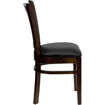 High Slat Windsor Side Chair in Walnut with Black Vinyl Seat