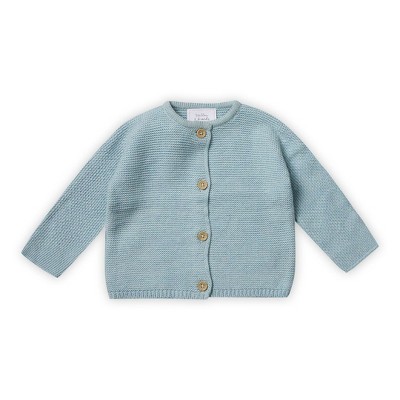 Image of Stellou & Friends 100% Cotton Cardigan Sweater for Boys & Girls Ages 0-6 Years - Pistachio Green Melange / 0-3 Months