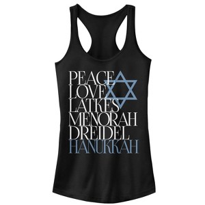 Junior's CHIN UP Hanukkah Wish List  Racerback Tank Top - Black - X Large - 1 of 3