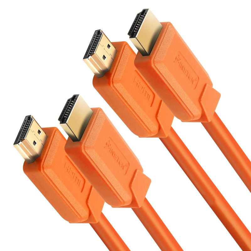 Insten - 2 Pack HDMI Male to Male Cable, 2.1 Version, 8K 60Hz, 48Gbps, PVC Cable, Gold Connectors, 10ft , Orange, 1 of 6