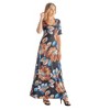 24seven Comfort Apparel Womens Black Floral Elbow Sleeve Loose Long Casual Maxi Dress - 2 of 4