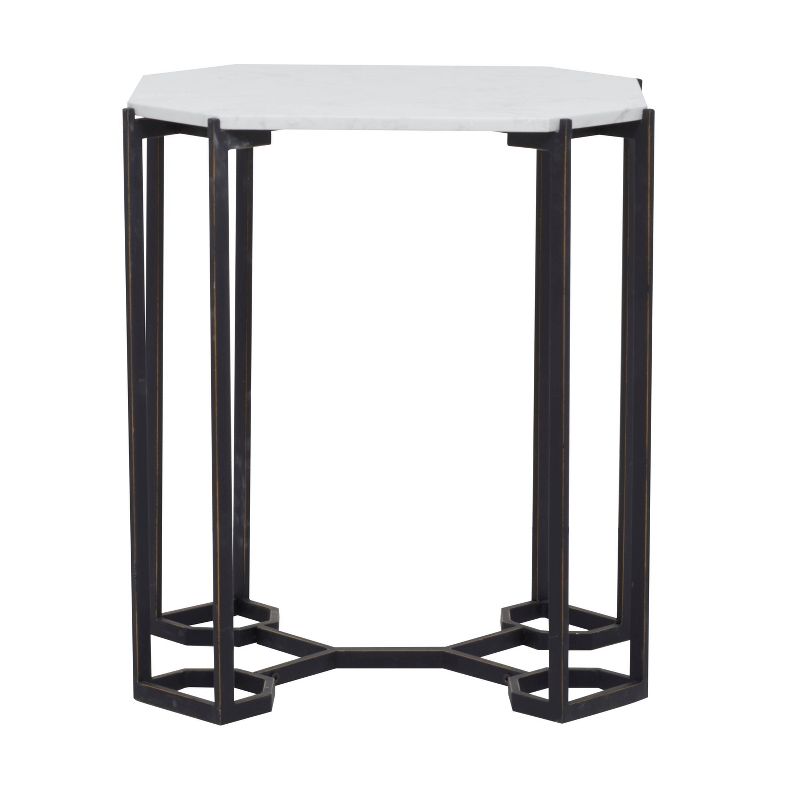 Contemporary Metal and Marble Geometric Accent Table White - Olivia &#38; May, 4 of 9