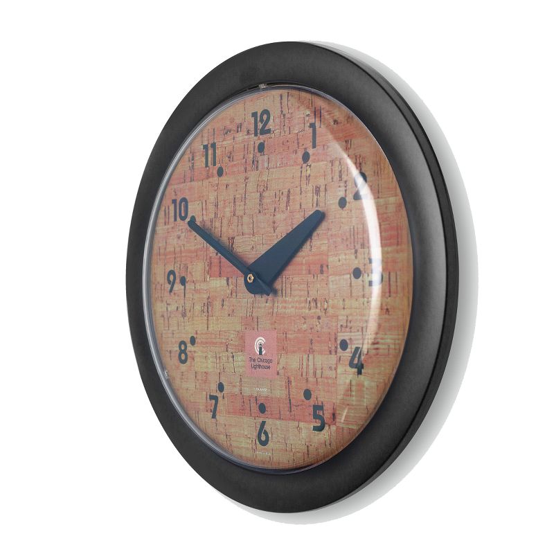14&#34; x 1.8&#34; Cork Traditional Decorative Wall Clock Black Frame - By Chicago Lighthouse, 3 of 6