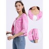 INSPIRE CHIC Women's Collarless Pockets 3/4 Sleeve Denim Jackets - 2 of 4