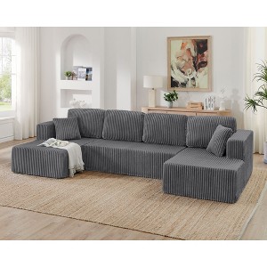 Modular Sectional Sofa, Compressed Sectional Sofa Modern Minimalist Style Corduroy Couch - 1 of 4