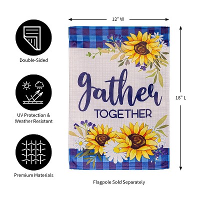 Gather Together Sunflower Suede Garden Flag 12 x 18 Inches