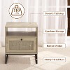 Homhougo Rattan Nightstand, Boho Wooden Night Stand with Drawers and Open Shelves, Bedside Table Sofa Side Table for Bedroom Living Room, Beige - 3 of 4