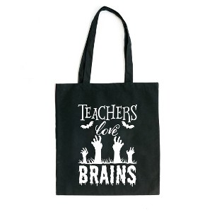 City Creek Prints Teachers Love Brains Canvas Tote Bag - 15x16 - Black - 1 of 2