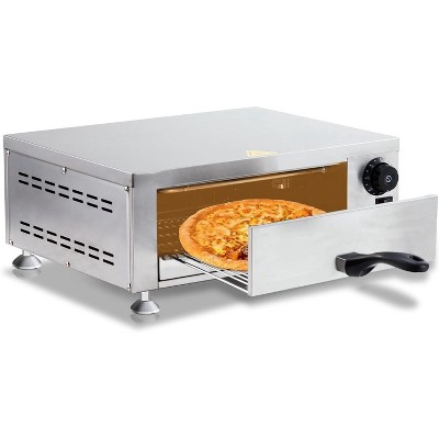 ROVSUN Indoor Pizza Oven Countertop, 1100W Stainless Steel Single Layer Commercial Electric Pizza Oven w/ Timer and Temperature Control, Easy-to-Clean