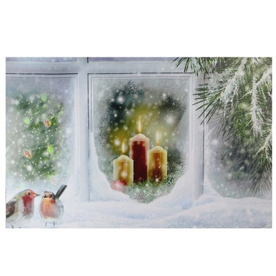 Northlight LED Lighted Snowy Window Pane and Candles Christmas Canvas Wall Art 23.5" x 15.5"