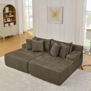 TiramisuBest 2 Seater Velvet Lounge Chair, Compressed No-Assembly Sofa, Fluffy Modern Indoor Sofa for Living & Bedroom, Black - 1 of 4