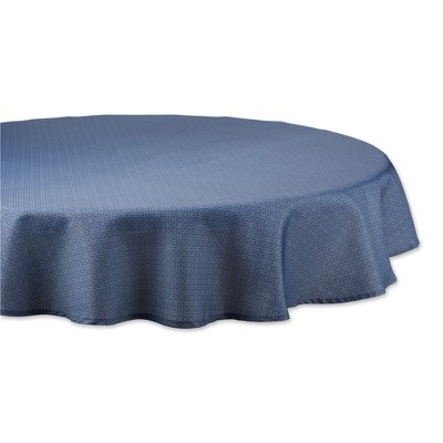 Design Imports  French Blue Tonal Lattice Print Outdoor Tablecloth 60 Round