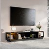FUFU&GAGA Modern Black TV Stand with Tempered Glass Doors & RGB LED Lighting - 78.7''W Media Console with Storage - 2 of 4