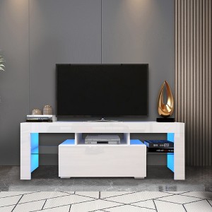 Dolonm LED Modern TV Stand/Table , Media Console, TV Consoles with Storage for Living Room & Bedroom , Black / WhiteColor - 1 of 4