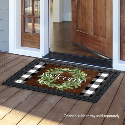 Farmhouse Wreath Welcome Doormat with Rubber Backing