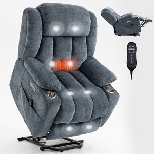 CLIHOME Chenille Power Lift Recliner Chair, Heavy Duty Motion Mechanism with 8-Point Vibration Massage and Lumbar Heating, USB and Type-C Ports - 1 of 4