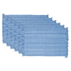 DII Variegated Fringe Placemat Set 6 Piece, Light Blue, 13x19" - 1 of 4