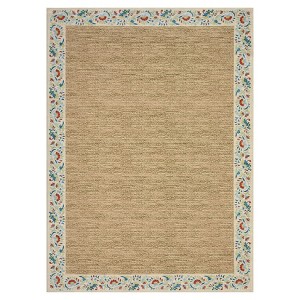 Modern Bordered Living Room Rugs, Washable Soft Floral Bedroom Rugs Non Slip, Farmhouse Solid Home Decor Carpet - 1 of 4