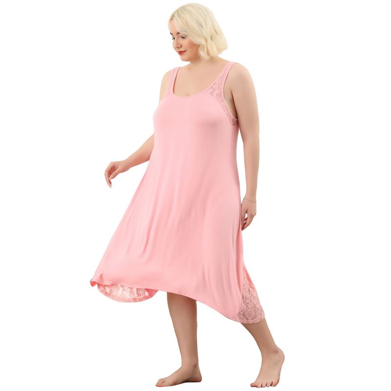 Agnes Orinda Plus Size Women Nightgown Chemise Sleepwear Full Slip Lace Nightwear, 3 of 7