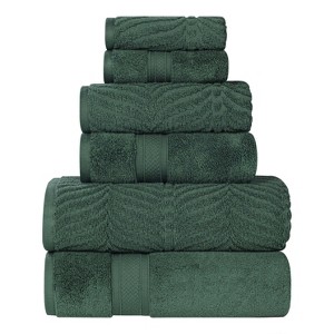 Chevron Zero Twist Cotton Solid and Jacquard Hand Towel Set of 6 by Blue Nile Mills - 1 of 4