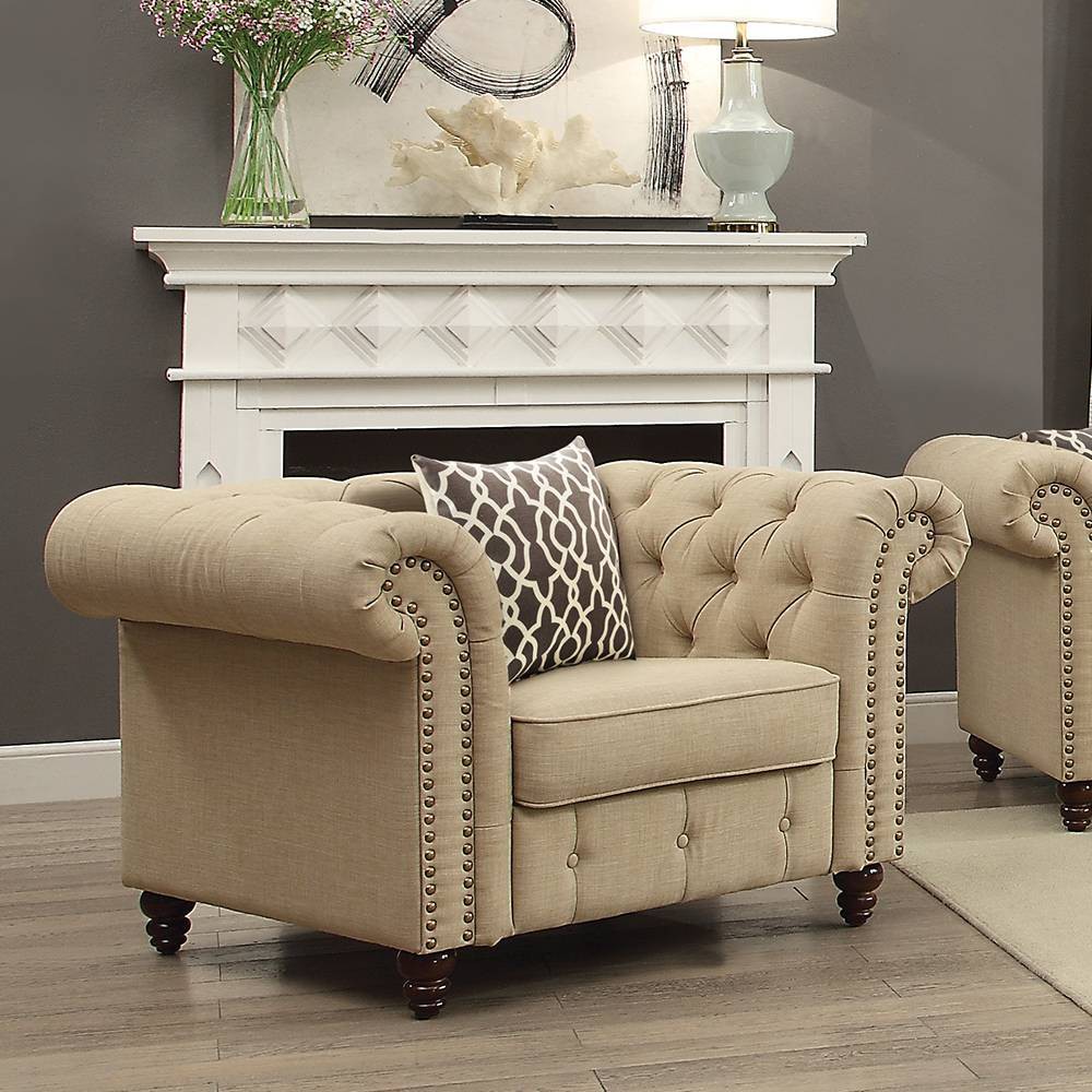Photos - Coffee Table Acme Furniture Aurelia Accent Chairs Beige Linen
