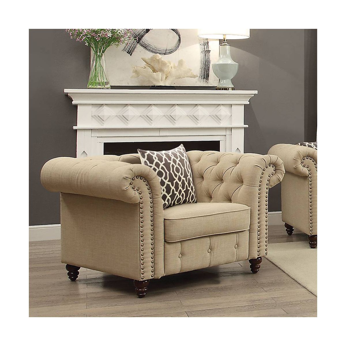 Acme Furniture Aurelia Accent Chairs Beige Linen