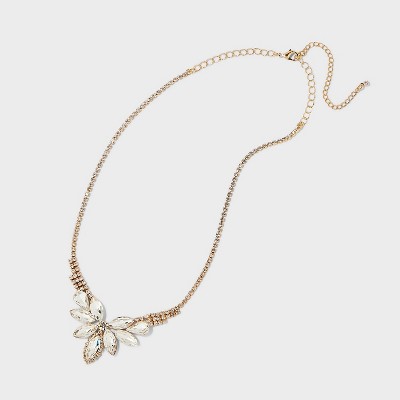 Cluster Marquise Stone Necklace - Gold