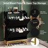 Shoe Storage Cabinet with 2 Flip Drawers, Narrow Wood Shoe Cabinet with Fluted Panel, Freestanding Hidden Shoe Organizer for Foyer, Hallway - 3 of 4