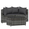 VidaXL 3 Piece Patio Lounge Set with Cushions Gray Poly Rattan - 2 of 4