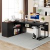 Lantine 71 inch Executive Desk, L Shaped Desk with Cabinet Storage, Executive Office Desk with Shelves for Home Office - 4 of 4