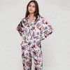 Anna-Kaci Lounge Women's Jungle Animal and Floral Pajama Set with Long Sleeve Notch Collar Button Down Top and Relaxed Woven Pants - 3 of 4