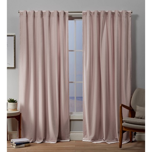 Velvet Back Tab Light Filtering Window, Blush Pink Velvet Curtain Panels
