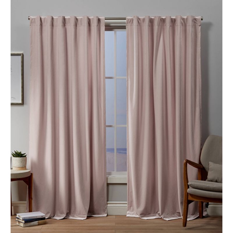 Set Of 2 Velvet Back Tab Light Filtering Window Curtain Panels - Exclusive Home, 1 of 14