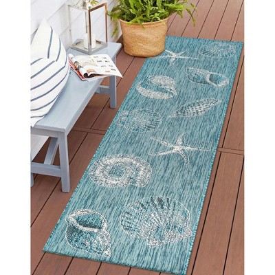 Aqua Splash Round Synthetic Indoor/Outdoor Rug