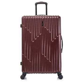InUSA Drip Lightweight Hardside Large Checked Spinner Suitcase - Wine