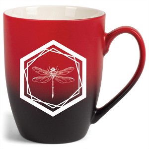 Elanze Designs 12 Ounce Ceramic Decorative Laser Engraved Geometric Design Giftable Novelty Tea Coffee Cup Mug Red and Black Dragonfly - 1 of 4