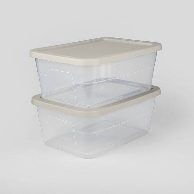 Photo 1 of 3pk 16qt Clear Storage Boxes Gray - Room Essentials