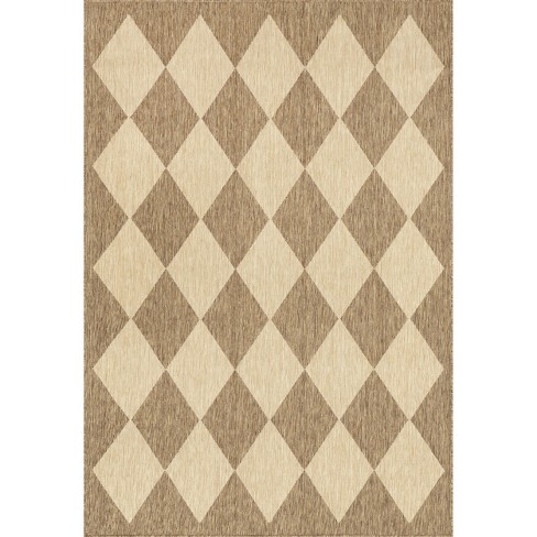 Superior Acacia Geometric Zigzag Modern Indoor/Outdoor Area Rug Cream / 6'x8'10