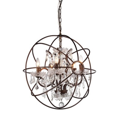 22" x 22" x 23" Planetshaker 5 Light Crystal Orb Chanderlier Brown - Warehouse of Tiffany