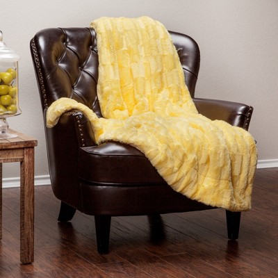 Yellow Faux Fur Sherpa Reversible Toddler Blanket