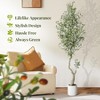 Tall Faux Olive Tree，5/6/7ft（60/72/84in） Tall Faux Olive Tree with White Planter and Green Fake Moss , 1 o r 2 Pack - 4 of 4