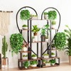 6 Tier Metal Plant Stand:2 Pack Industrial Half Heart-Shaped Plant Holder Multiple Metal Flower Pots Display Shelf with Hooks for Home Garden - 2 of 4