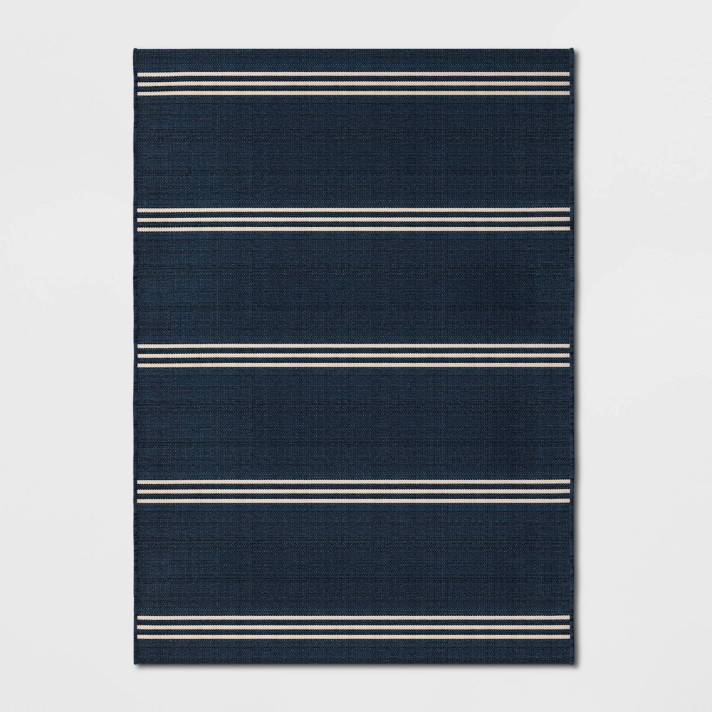 5' x 7' Stripe Outdoor Rug Navy - Threshold