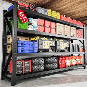 Mlezan Heavy Duty Shelves: 3000/5000 LBS Capacity, Black Metal Adjustable Storage for Garage or Warehouse. 48"W/71"W Industrial Shelving Unit. - 1 of 4