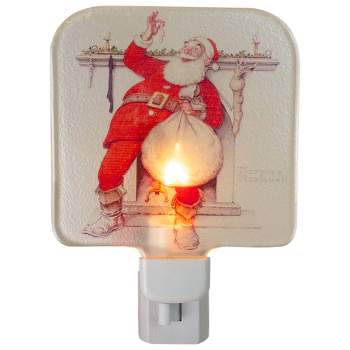 Northlight 6" Norman Rockwell 'Filling the Stocking' Glass Christmas Night Light