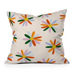 Lane and Lucia Patchwork Daisies Square Throw Pillow Ivory/Orange - Deny Designs - 1 of 4